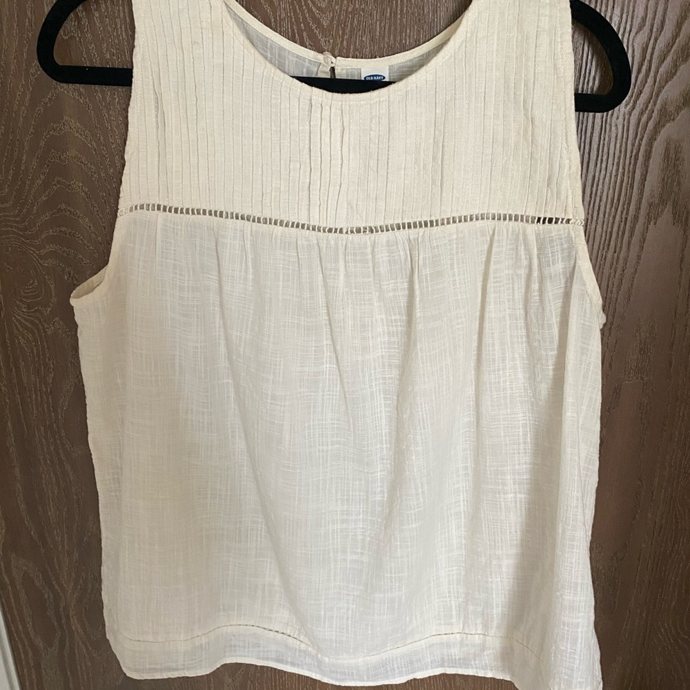 Old Navy White Linen-like Tank Top
